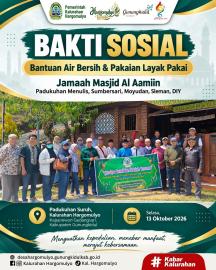 BAKTI SOSIAL JAMAAH MASJID AL AAMIIN SUMBERSARI MOYUDAN SLEMAN, SALURKAN BANTUAN AIR BERSIH&PAKAIAN